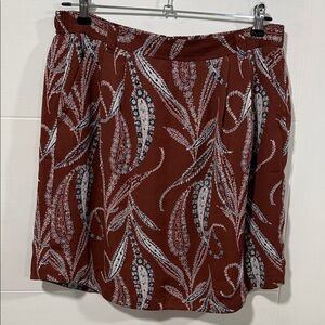 LOFT Women’s Rust and White Patterned Skirt Size Medium